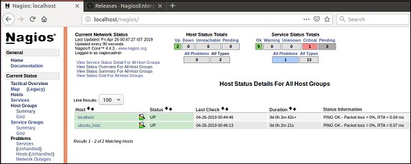 Nagios 网页界面