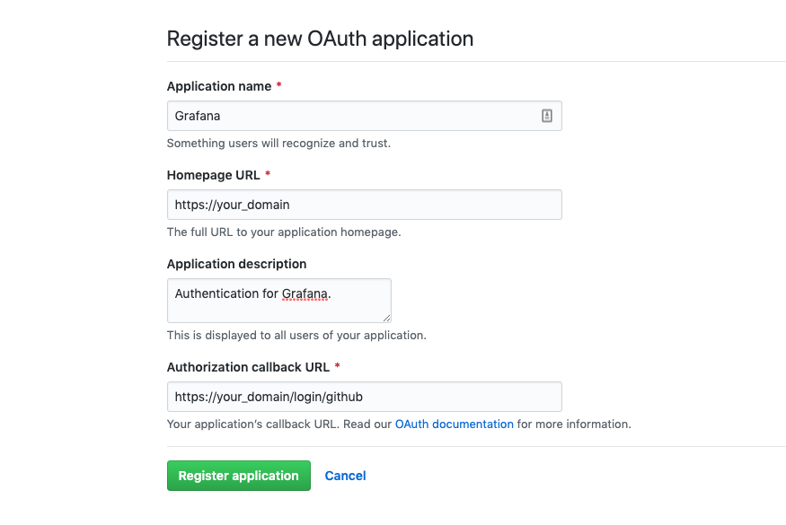 GitHub 注册 OAuth 应用程序