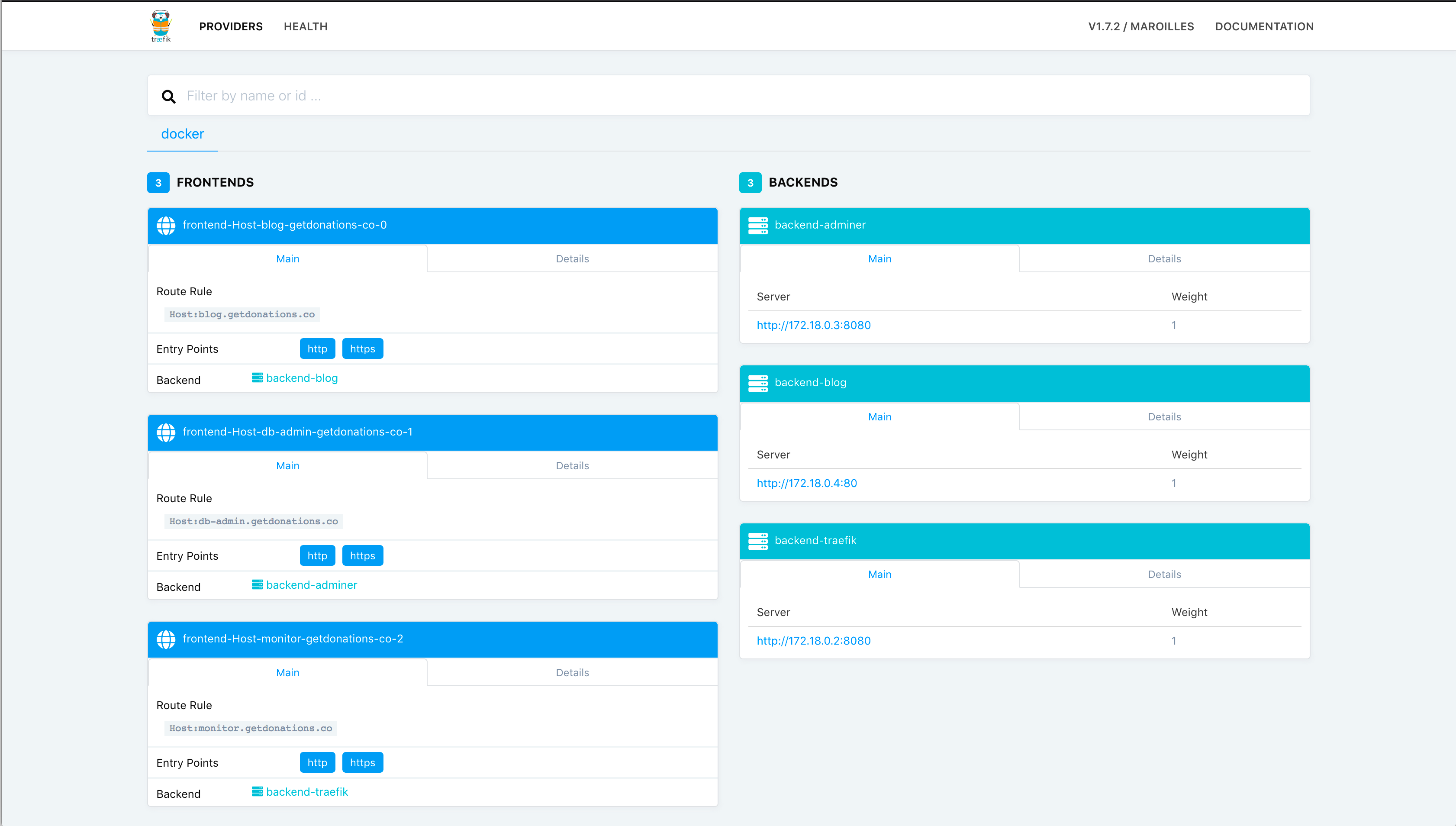 填充 Traefik 仪表板