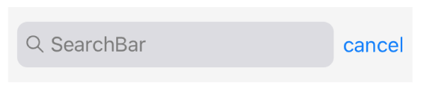 出现在 SearchBar 组件中的取消按钮的屏幕截图。