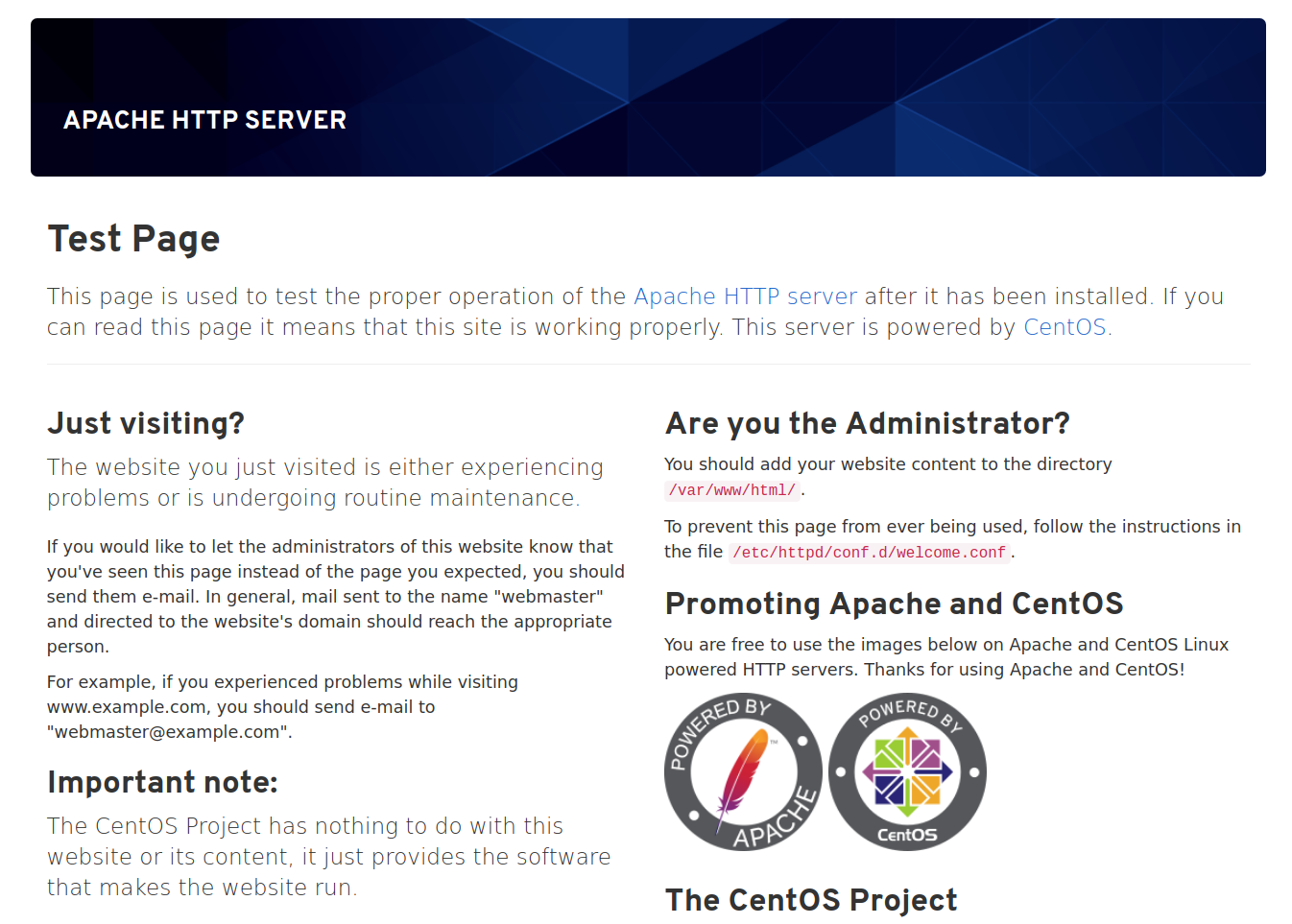 CentOS 8 默认 Apache 页面