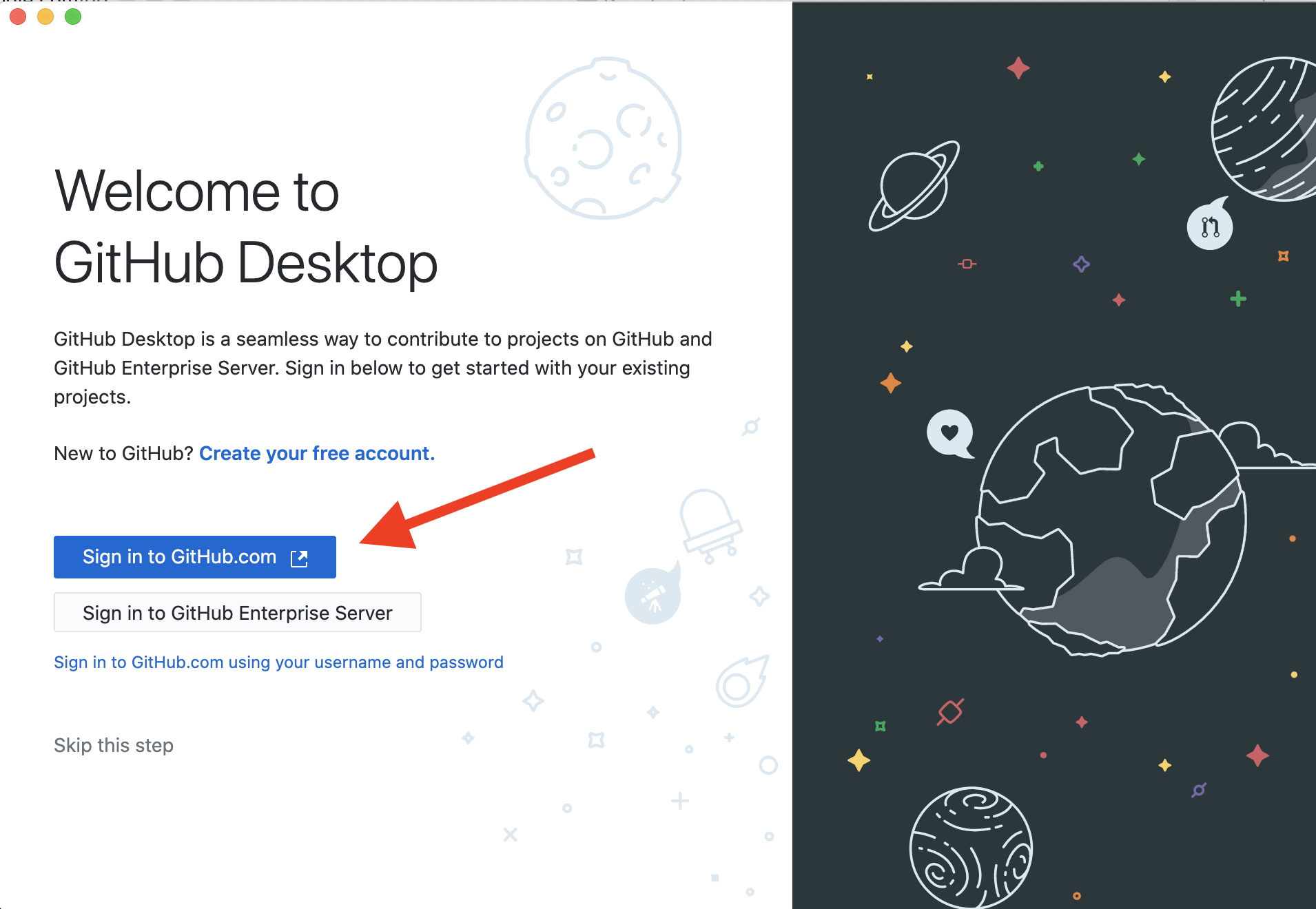 GitHub Desktop 登录窗口的图像