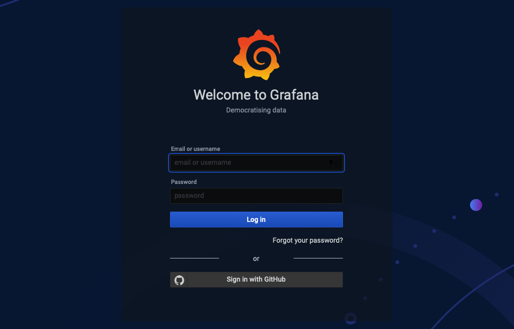 带有 GitHub 的 Grafana 登录页面