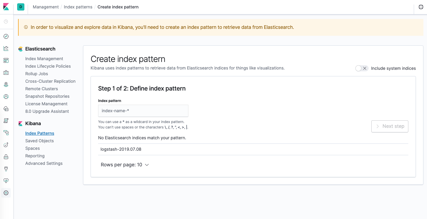 Kibana 索引模式配置