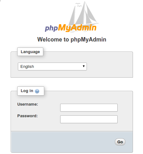 phpMyAdmin 登录屏幕