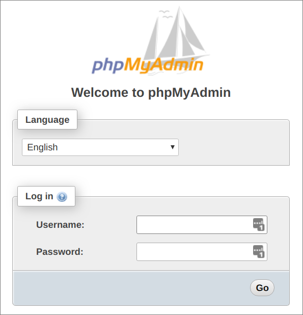 phpMyAdmin 登录屏幕