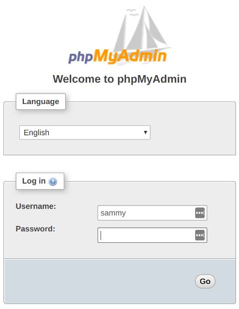 phpMyAdmin 登录屏幕