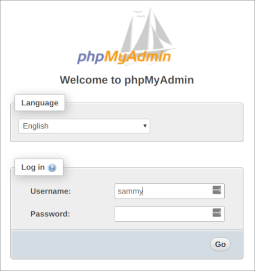 phpMyAdmin 登录屏幕